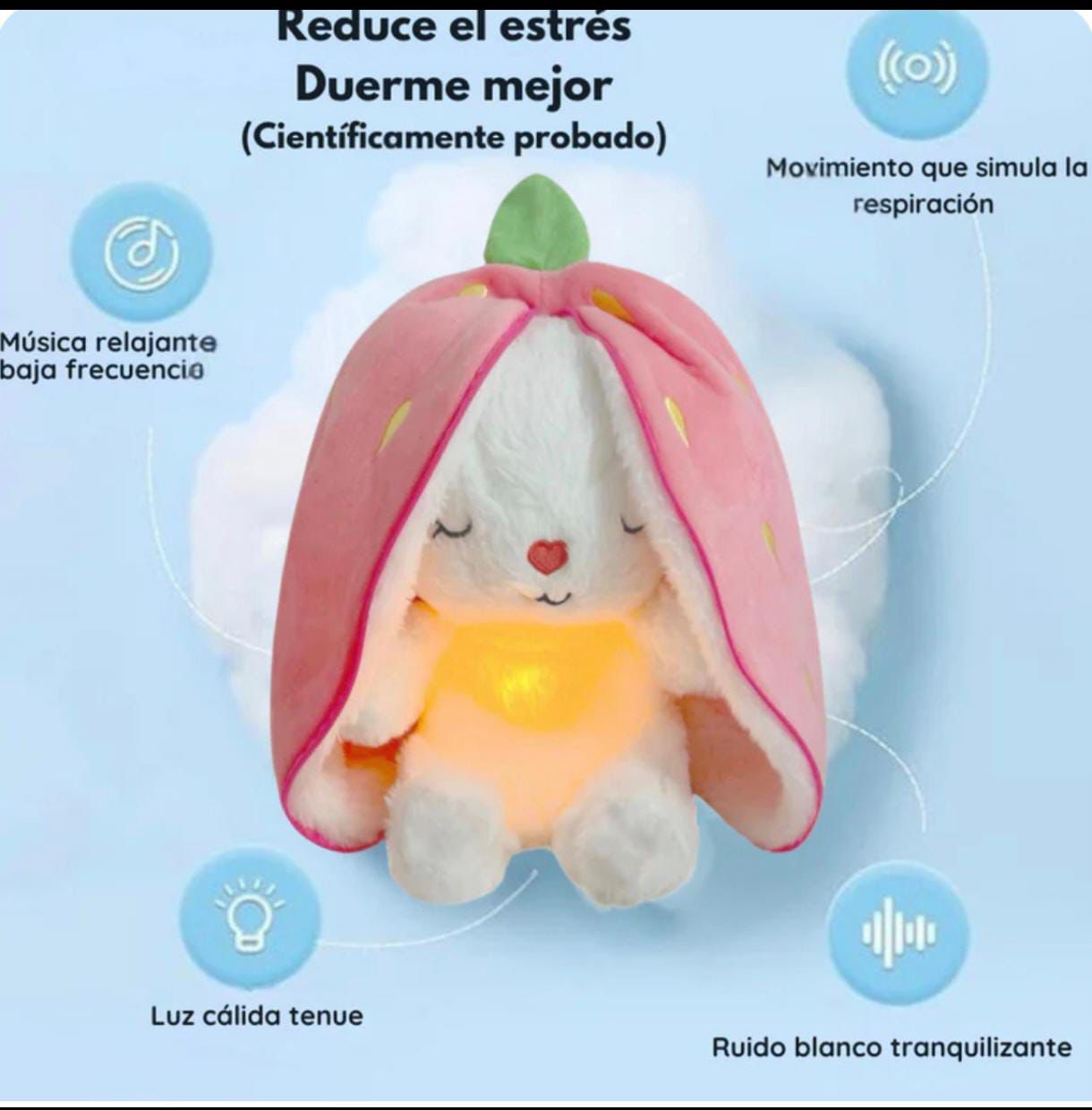 Conejito que Respira con Luz - Edición Dulces Sueños